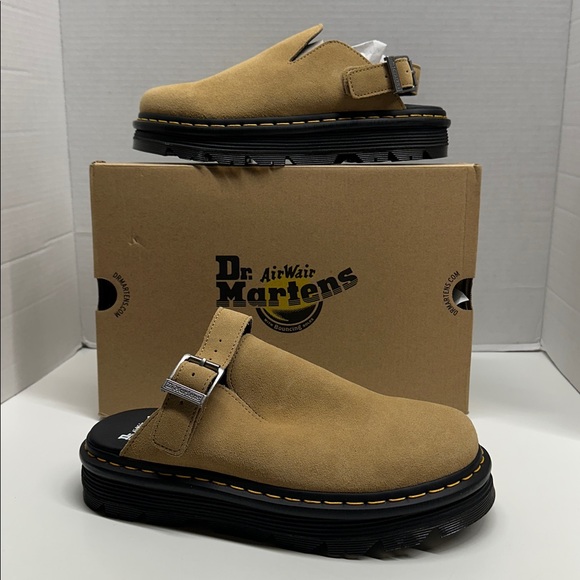 Doc Martens Shoes - Doc Martens Zebzag Suede Platform Mules Shoes Savannah Tan NEW Women's Size 11